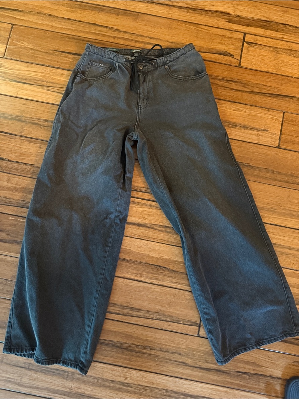 Women’s Wild Fable Wide-Leg Drawstring Jeans - Charcoal Size Small